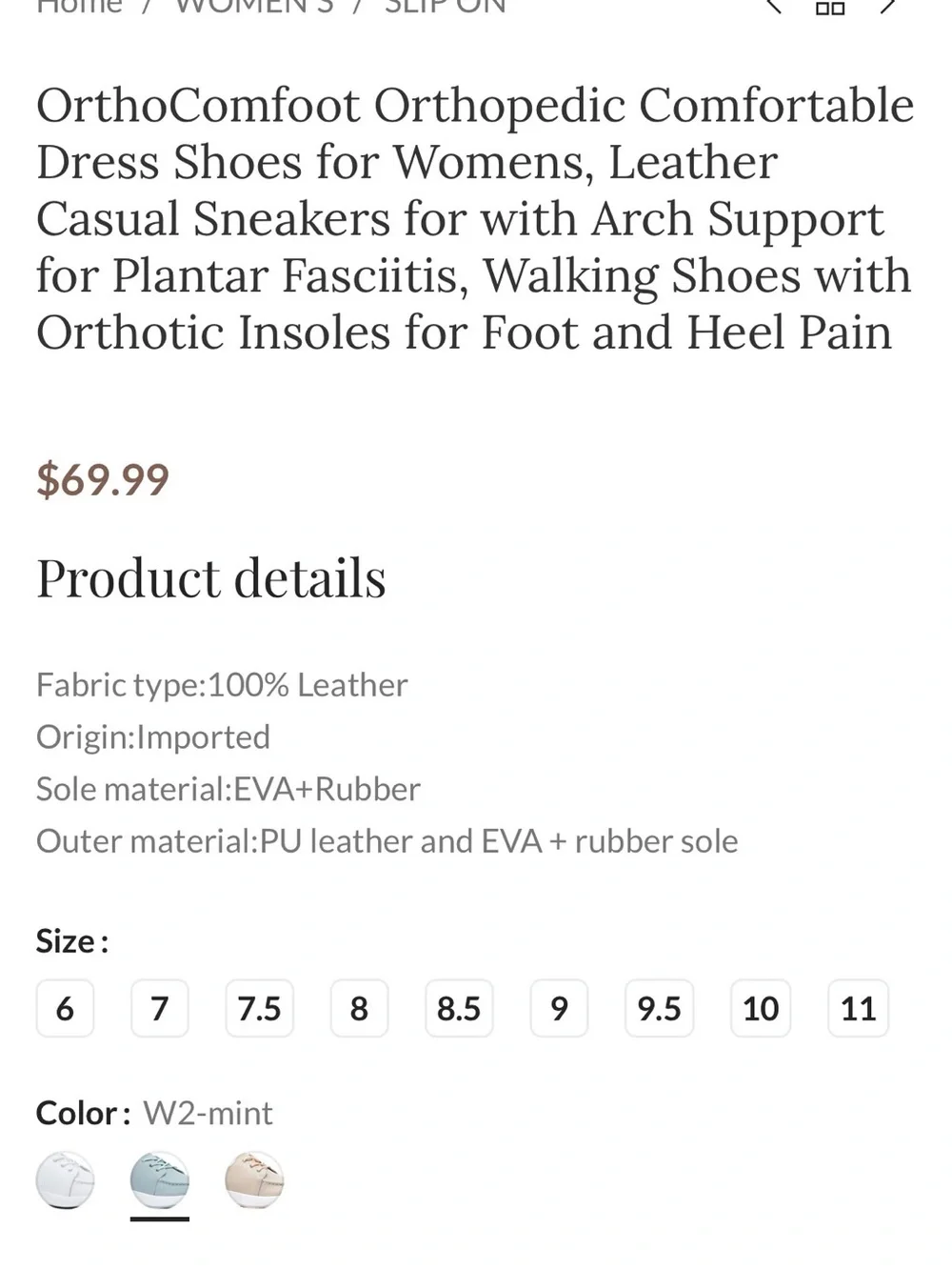 OrthoComfort Women's Mint Casual Sneakers